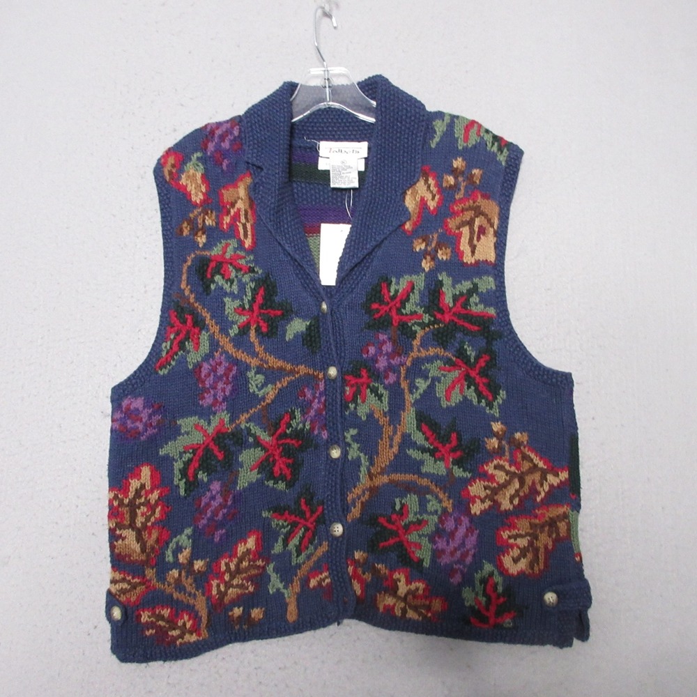 Vintage Talbots‎ Sweater Vest XL Floral Hand Knit  Cottage Core Granny Boho NWT